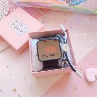 果冻手表日系男女学生韩版简约ins风LED数字夜光镜子时尚电子表 黑带 (手表+关注送电池)