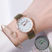 手表女士学生ins学院风防水夜光韩版时尚简约气质清新百搭石英表 青色(皮带款) 手表+备用电子