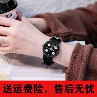 小雏菊手表ins风 GD同款男女学生韩版简约帆布腕表情侣闺蜜皮带款 五条小菊花手表 手表+备用电子