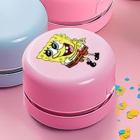 桌面吸尘器吸橡皮屑家用小型橡皮擦吸尘器学生吸橡皮屑沙发清灰 粉-海绵宝宝 送普通电池一对