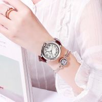 蓝气球电子表防水手表男士学生韩版钢带情侣款一对石英女士表简约 棕色皮带36(不带包装)