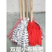 圆木杆墩布棉线吸水宽拖把排拖布条老式木拖布物业工厂学校加厚 小号花布拖把 [双层铁丝捆绑]