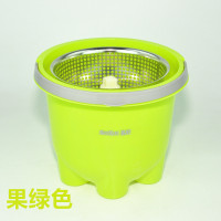 家用单桶旋转拖把不锈钢手压甩干桶拖布桶迷你拖把桶双驱动脱水桶 梅花单桶(果绿色) 1个 塑料篮 加强杆+塑料盘