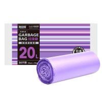 日本品牌垃圾袋45cm*55cm厨房办公点段式平口家用垃圾袋 20L平口式紫色单卷30只装 常规