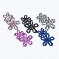 韩版个性刘海贴碎发贴成人儿童粘发帖大魔法贴头饰魔术贴发饰品女 亮片镂空-大小双花(5个颜色)