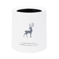 北欧桌面垃圾桶家用创意客厅茶几卧室厨房可爱网红小号无盖垃圾筒 麋鹿-北欧白