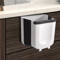 厨房垃圾桶挂式家用大号折叠壁挂收纳桶橱柜门网红车载厨余垃圾篮 小号白色