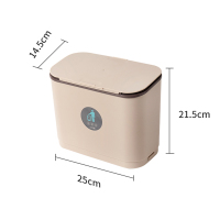 厨房垃圾桶橱柜门挂式杂物桶家用带盖垃圾筒壁挂卫生间悬挂垃圾篓 壁挂垃圾桶[咖色]单桶