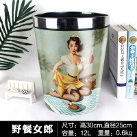 创意儿童房垃圾桶可爱卡通卧室内幼儿园家用大号客厅少女ins压圈 黄色 野餐女郎