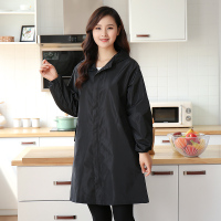 时尚罩衣大人防水防油家用厨房工作服外套女上衣长袖围裙长款冬季 黑色XL建议90-130斤