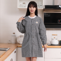 涤棉罩衣大人女上衣工作服围裙长袖可爱日系韩版家用厨房时尚女士 黑色
