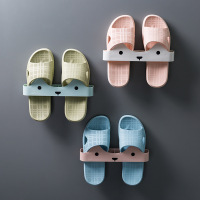 浴室拖鞋架卫生间置物架免打孔墙壁挂式门后式神器折叠厕所收纳架 表情粉色[1个]