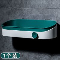 卫生间置物架壁挂厕所免打孔洗漱台洗澡间洗手间浴室洗手间收纳架 墨绿1个装[长方形置物架]
