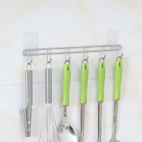 厨房挂钩排钩免打孔壁挂收纳锅铲挂件强力粘钩衣钩创意墙上置物架 6排钩+2个粘钩