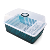 碗柜塑料厨房沥水碗架带盖碗筷餐具收纳盒放碗碟架滴水碗盘置物架 超大号墨兰色