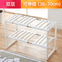 下水槽置物架橱柜落地多层可伸缩多功能锅架不锈钢厨房沥水收纳架 双层伸缩置物架