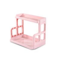 厨房创意双层塑料置物架角架家用调料收纳架餐桌调味整理架储物架 粉色厨房架
