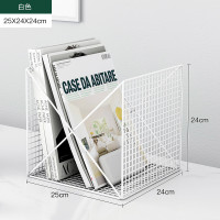 桌上小型书架铁艺ins风置物架金属桌面简易办公室杂志收纳整理架 白色25×24
