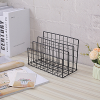 铁艺桌面办公桌书桌床头书架桌上小置物架绘本收纳迷你杂志置书架 三层黑色书报架