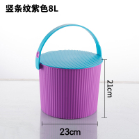 收纳桶塑料水桶带盖家用手提储水用钓鱼桶洗衣洗澡桶凳可坐多功能 钓鱼桶小号-紫色