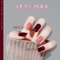 小红书甲油胶2021年新款流行色光疗指甲油猫眼美甲店专用套装裸色 果冻裸粉+复古红+镀晶封层
