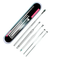 挖耳勺采耳工具掏耳神器耳勺清洁器挖油耳朵掏耳屎神器老式扣耳钳 塑料盒5件套(家用式)