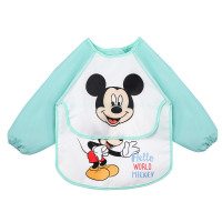 迪士尼儿童罩衣宝宝婴儿吃饭米奇围兜衣长袖防水饭衣反穿衣饭兜 新款带饭兜罩衣:开心米奇 90码(适合0—2岁半)