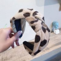 豹纹波点发箍女百搭韩国网红外出甜美发卡简约头箍韩版头发带秋冬 卡其色