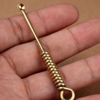 手工纯黄铜挖耳勺 掏耳扒 挖耳朵耙 掏耳勺汽车钥匙扣挂件吊坠 精工绕丝款一