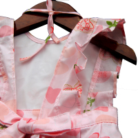 男女童棉围兜吃饭衣婴儿反穿衣女宝宝无袖罩衣防水围裙儿童画画衣 桔色 米黄熊 S码 建议身高65-80cm