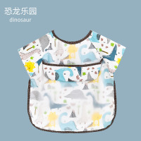 宝宝吃饭罩衣夏季薄款防水防脏儿童夏天透气无袖护衣婴儿围兜饭兜 短袖罩衣单条装-恐龙乐园 90(90码(建议0-2岁))
