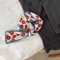 送你一朵小红花 高质感法式小丝巾小长条头巾女发带复古小方巾 小红花丝带