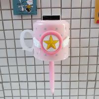 儿童漱口杯卡通吸壁免打孔牙刷杯可爱宝宝洗漱杯牙杠刷牙杯挂墙式 小樱