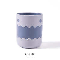 个性洗漱杯家用刷牙杯子创意可爱牙刷缸桶情侣学生漱口杯一对套装 小怪兽撞色杯[白+灰]