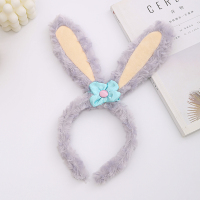 发箍女洗脸鹿角头饰品韩国简约甜美压发头箍网红可爱毛绒洗漱发带 1#灰色芭蕾兔