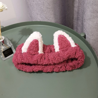 韩国可爱猫耳朵洗脸用束发带女化妆洗漱捆发头箍简约网红套头发箍 红色