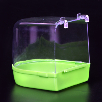 鸟用洗澡盒八哥鹩哥鸟具用品小鸟玩具玄凤虎皮鹦鹉洗澡器浴盆神器 外置鸟洗澡盆(绿色)