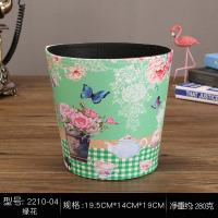 办公室桌面垃圾桶轻奢风家用卧室客厅茶几小号创意迷你桌上无盖筒 绿色 绿花款