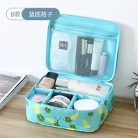化妆包女便携2020新款超火ins风防水韩版旅行收纳洗漱品袋大容量 蓝底橘子-[B款]