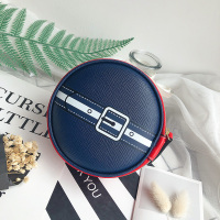 新款雅诗兰黛海军蓝红色圆形套包水桶包斜挎包化妆包收纳包零钱包 2.圆形化妆包