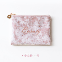 化妆包女2019新款便携小收纳袋随身网红化妆袋软布简约布袋大容量 少女粉-小号
