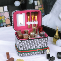 新款化妆包女便携超大容量网红多功能护肤品收纳盒箱子手提高级感 黑色小号[方箱]