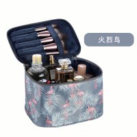 化妆包大容量手提网红ins风简约护肤品收纳包小号随身化妆收纳袋 灰色火烈鸟大号
