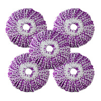 通用旋转拖把头好神拖旋转墩布头拖布头配件替换拖把头棉头5个装 5紫白色