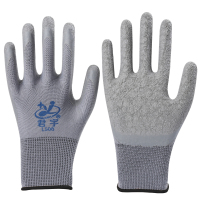 手套劳保耐磨浸胶皱纹橡胶胶皮防滑防油耐磨塑胶带胶劳动工作防护 君宇灰色皱纹试用装(4双) L