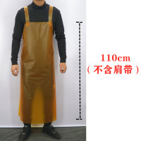 牛筋石材防水围裙防油男女长款厨房做饭围腰水产工作加厚胶皮清洁 35丝无口袋牛筋黄110*80