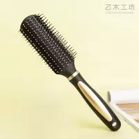 卷发梳子家用气垫气囊按摩梳排骨梳内扣造型美发塑料圆筒滚梳子女 金色排骨梳(梳背头更佳)
