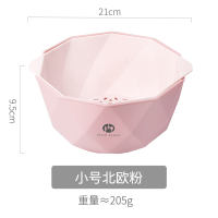 北欧塑料沥水篮子洗菜筐水果盆果盘网红创意个性时尚客厅家用厨房 北欧粉-小号(双层加厚)