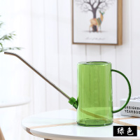 浇水壶不锈钢长嘴塑料洒水壶1L办公室家用多肉浇花施肥壶淋花盆栽 不锈钢浇水壶1升[绿色]