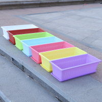 阳台室内塑料花盆长方形加厚家庭养花种菜神器蔬菜种植箱特大菜盆 混色(不带托盘) 大号长43cm[2个装]